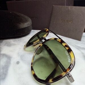 Tom Ford ANDY Tortoise Sunglasses  with Olive Lenses